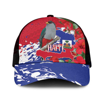 Afro Haiti Independence Day Baseball Net Cap 1804 Proud Ayiti Map Hispaniolan Trogon - African Pride