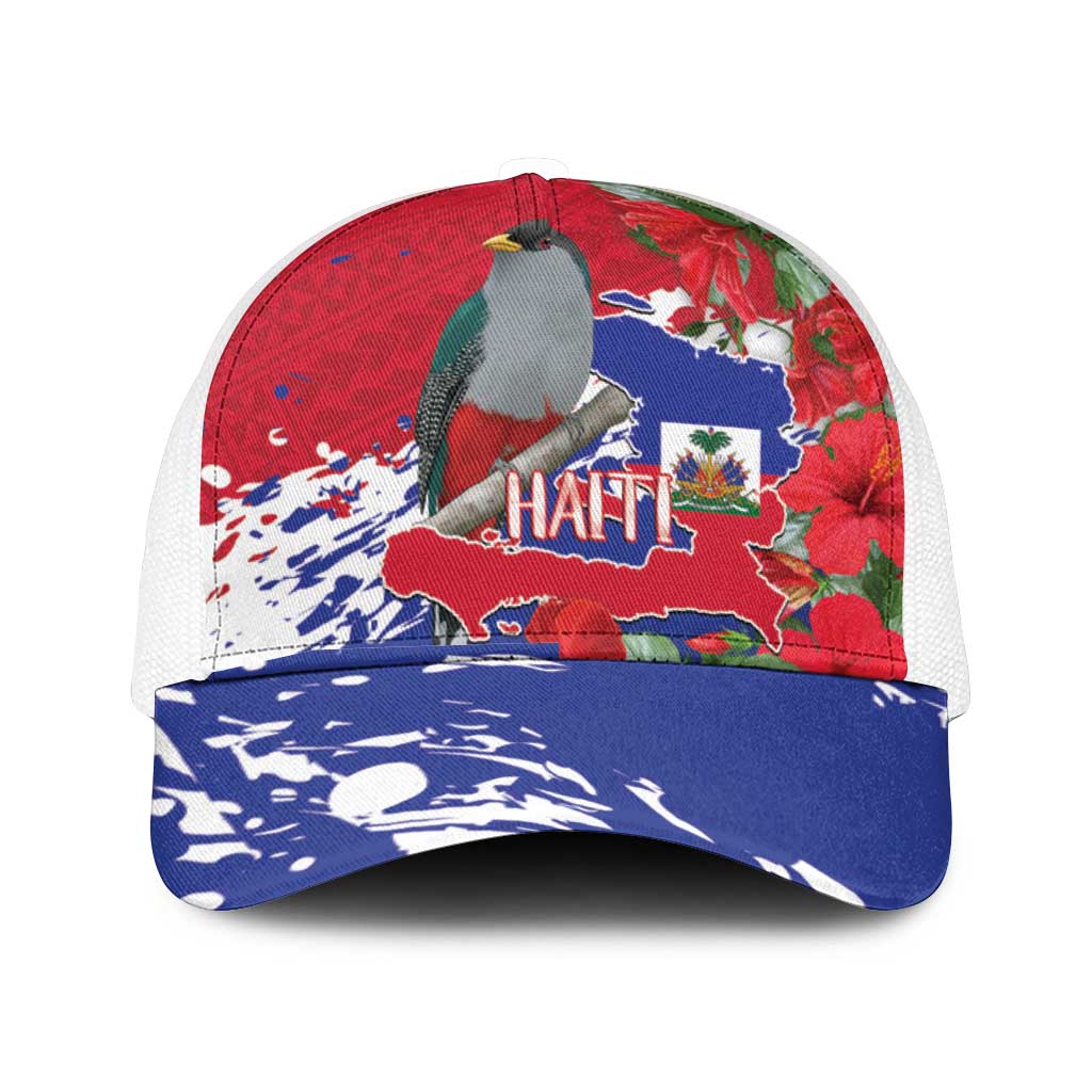 Afro Haiti Independence Day Baseball Net Cap 1804 Proud Ayiti Map Hispaniolan Trogon - African Pride