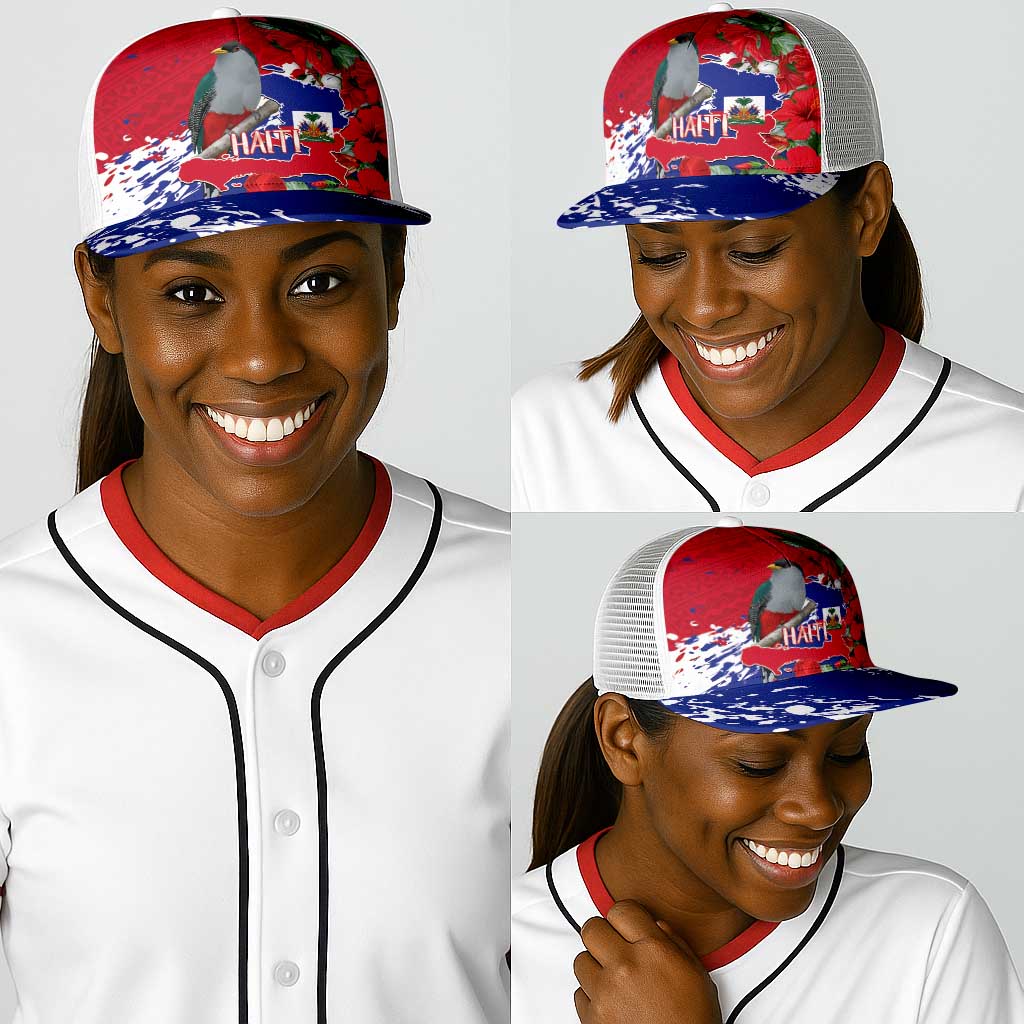 Afro Haiti Independence Day Baseball Net Cap 1804 Proud Ayiti Map Hispaniolan Trogon - African Pride