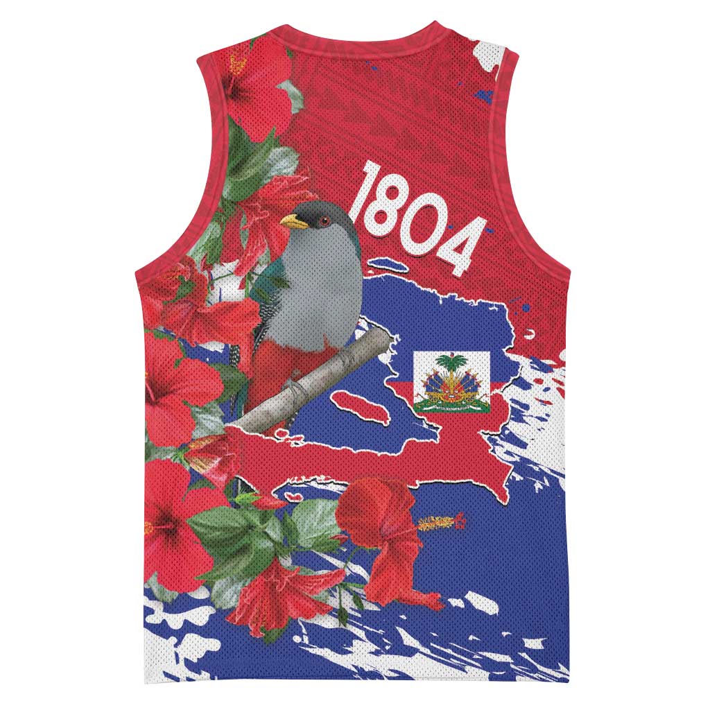 Afro Haiti Independence Day Basketball Jersey 1804 Proud Ayiti Map Hispaniolan Trogon - African Pride
