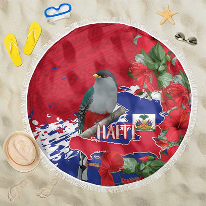 Afro Haiti Independence Day Beach Blanket 1804 Proud Ayiti Map Hispaniolan Trogon - African Pride