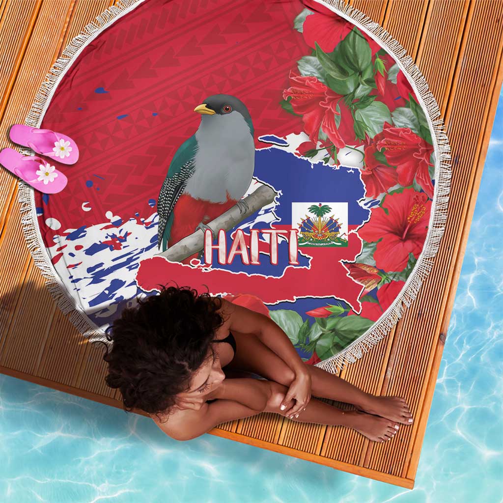 Afro Haiti Independence Day Beach Blanket 1804 Proud Ayiti Map Hispaniolan Trogon - African Pride
