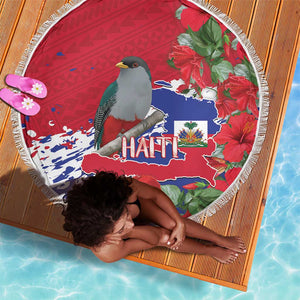 Afro Haiti Independence Day Beach Blanket 1804 Proud Ayiti Map Hispaniolan Trogon - African Pride