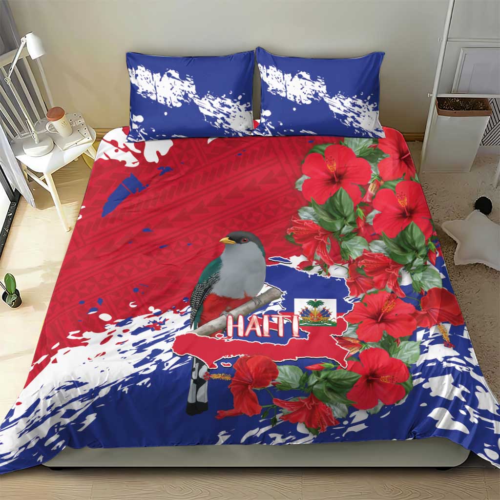 Afro Haiti Independence Day Bedding Set 1804 Proud Ayiti Map Hispaniolan Trogon - African Pride