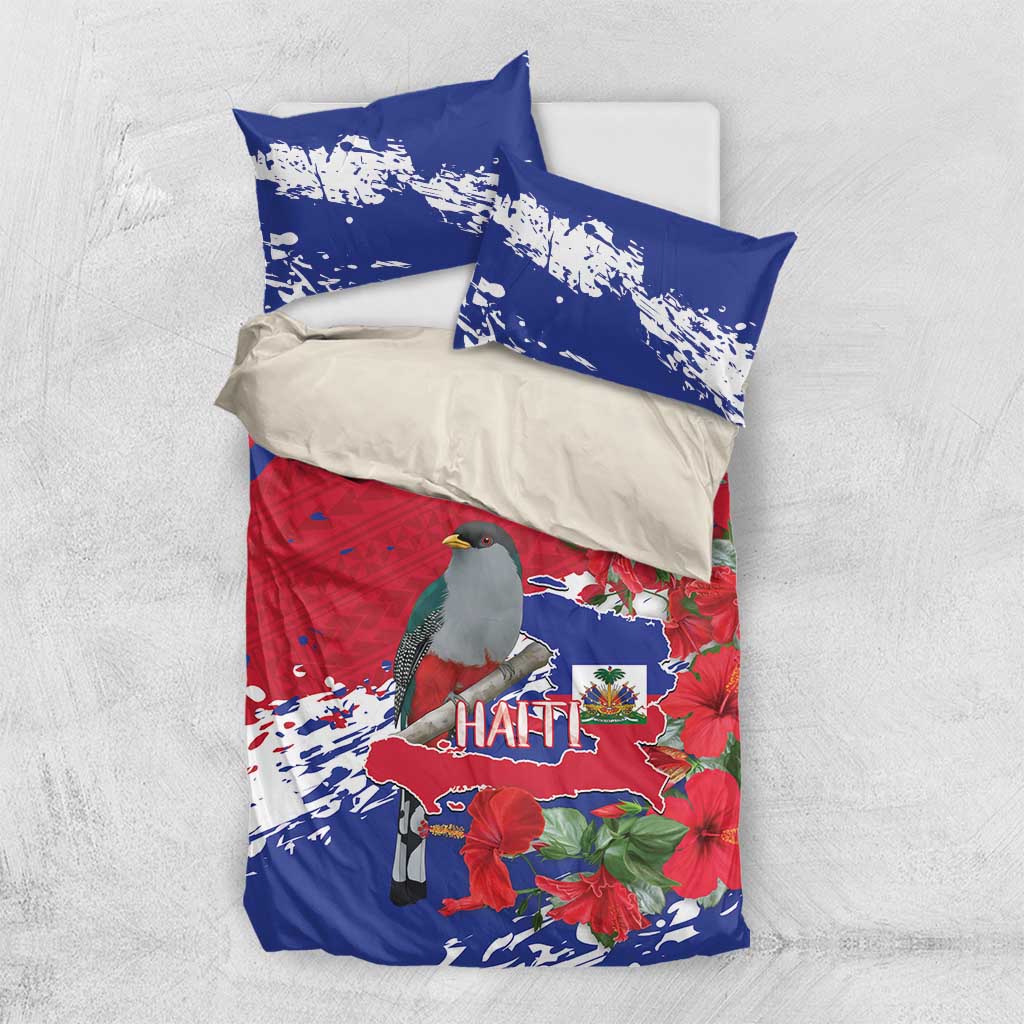 Afro Haiti Independence Day Bedding Set 1804 Proud Ayiti Map Hispaniolan Trogon - African Pride