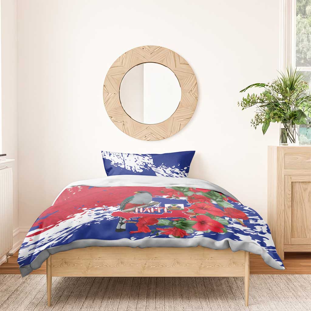 Afro Haiti Independence Day Bedding Set 1804 Proud Ayiti Map Hispaniolan Trogon - African Pride