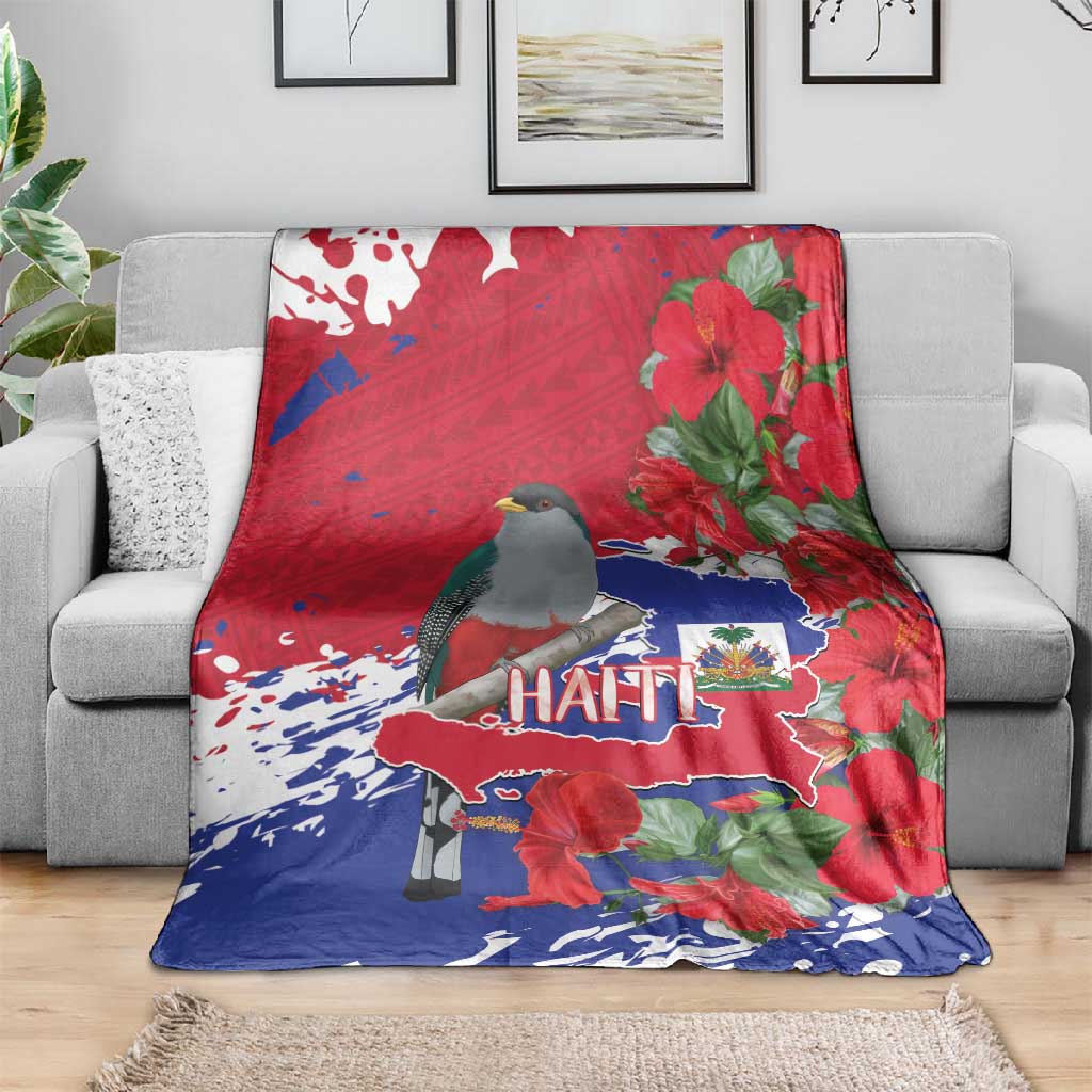 Afro Haiti Independence Day Blanket 1804 Proud Ayiti Map Hispaniolan Trogon - African Pride
