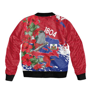Afro Haiti Independence Day Bomber Jacket 1804 Proud Ayiti Map Hispaniolan Trogon - African Pride