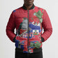 Haiti Independence Day Bomber Puffer Jacket 1804 Proud Ayiti Map Hispaniolan Trogon