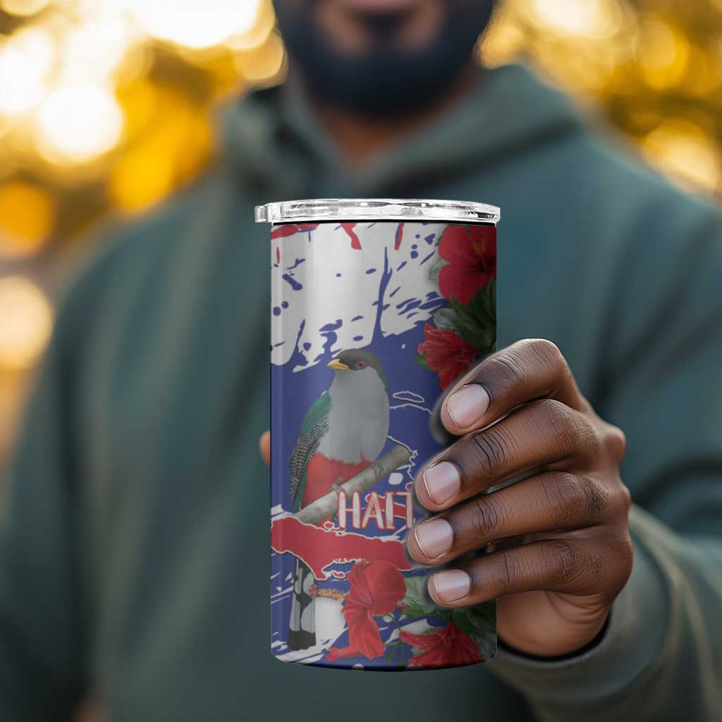 Afro Haiti Independence Day 4 in 1 Can Cooler Tumbler 1804 Proud Ayiti Map Hispaniolan Trogon - African Pride