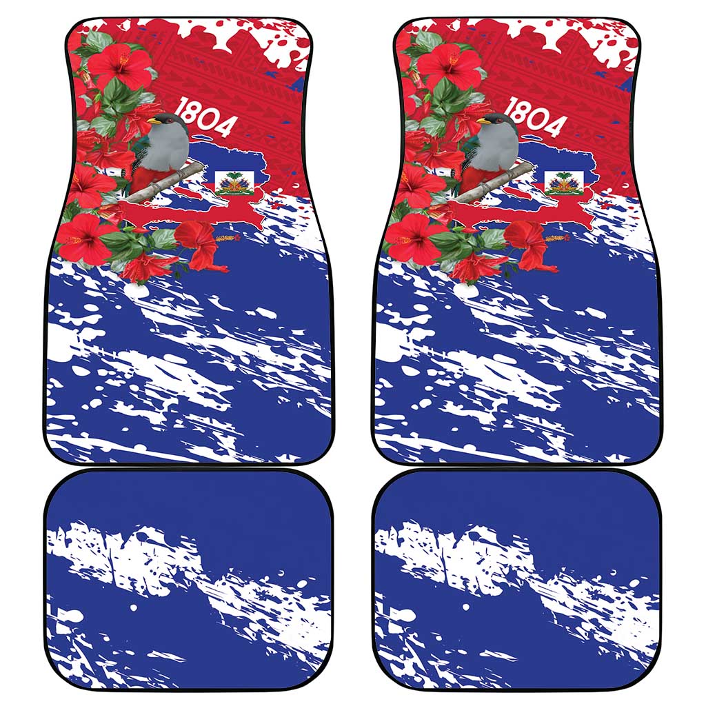 Afro Haiti Independence Day Car Mats 1804 Proud Ayiti Map Hispaniolan Trogon - African Pride