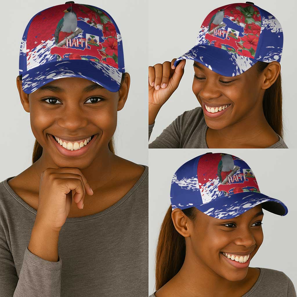 Afro Haiti Independence Day Classic Cap 1804 Proud Ayiti Map Hispaniolan Trogon - African Pride