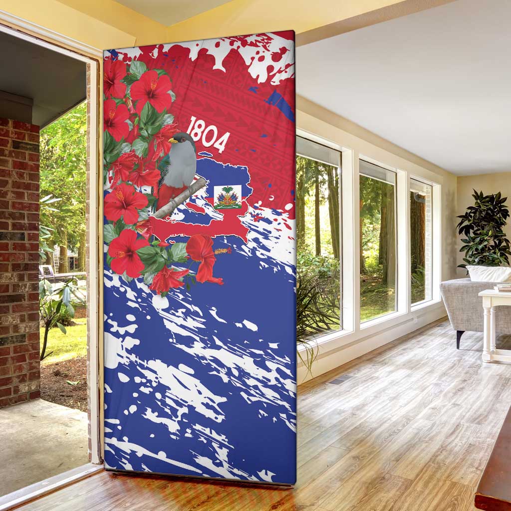 Haiti Independence Day Door Cover 1804 Proud Ayiti Map Hispaniolan Trogon