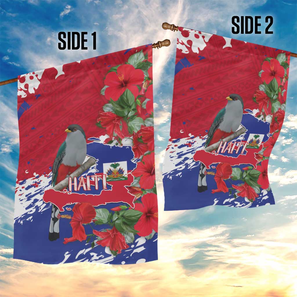 Afro Haiti Independence Day Garden Flag 1804 Proud Ayiti Map Hispaniolan Trogon - African Pride