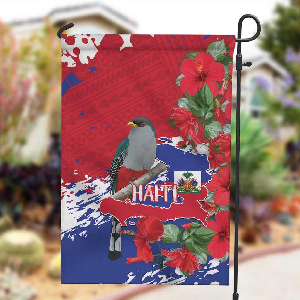 Afro Haiti Independence Day Garden Flag 1804 Proud Ayiti Map Hispaniolan Trogon - African Pride