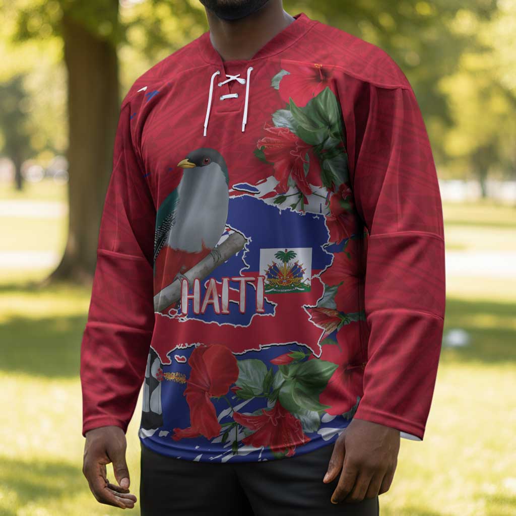 Haiti Independence Day Hockey Jersey 1804 Proud Ayiti Map Hispaniolan Trogon