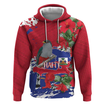 Afro Haiti Independence Day Hoodie 1804 Proud Ayiti Map Hispaniolan Trogon - African Pride