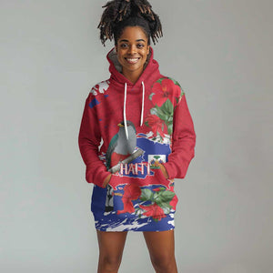 Afro Haiti Independence Day Hoodie Dress 1804 Proud Ayiti Map Hispaniolan Trogon - African Pride