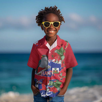 Afro Haiti Independence Day Kid Hawaiian Shirt 1804 Proud Ayiti Map Hispaniolan Trogon - African Pride