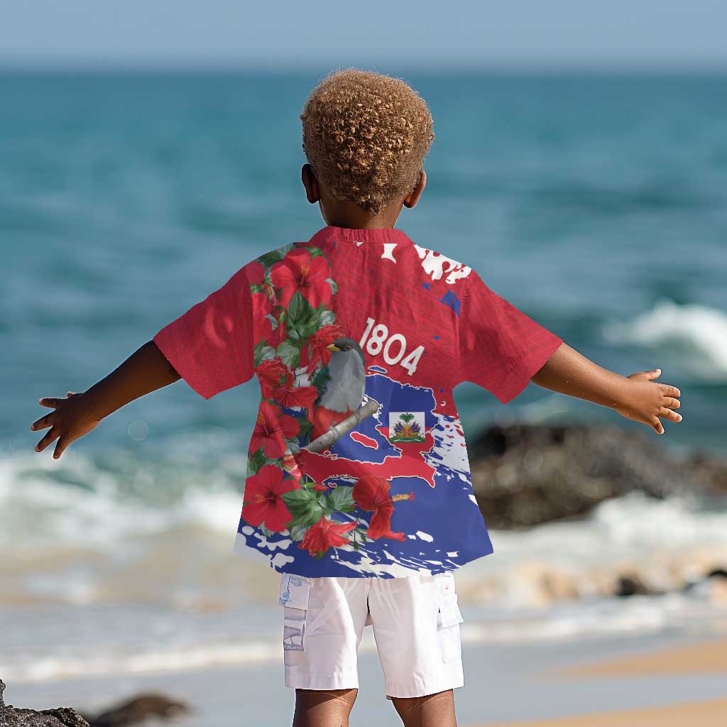 Afro Haiti Independence Day Kid Hawaiian Shirt 1804 Proud Ayiti Map Hispaniolan Trogon - African Pride