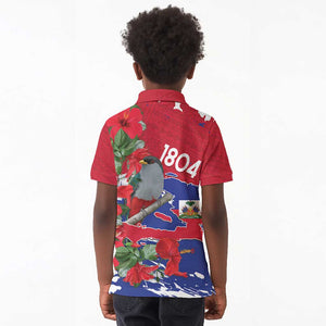 Afro Haiti Independence Day Kid Polo Shirt 1804 Proud Ayiti Map Hispaniolan Trogon - African Pride
