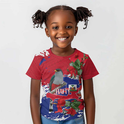 Afro Haiti Independence Day Kid T shirt 1804 Proud Ayiti Map Hispaniolan Trogon - African Pride