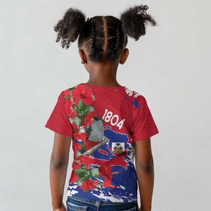 Afro Haiti Independence Day Kid T shirt 1804 Proud Ayiti Map Hispaniolan Trogon - African Pride