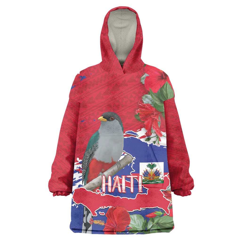 Afro Haiti Independence Day Kid Wearable Blanket Hoodie 1804 Proud Ayiti Map Hispaniolan Trogon - African Pride