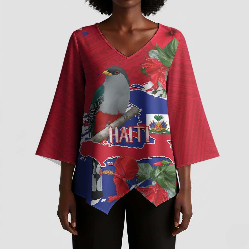 Haiti Independence Day Kimono Sleeve Blouse 1804 Proud Ayiti Map Hispaniolan Trogon