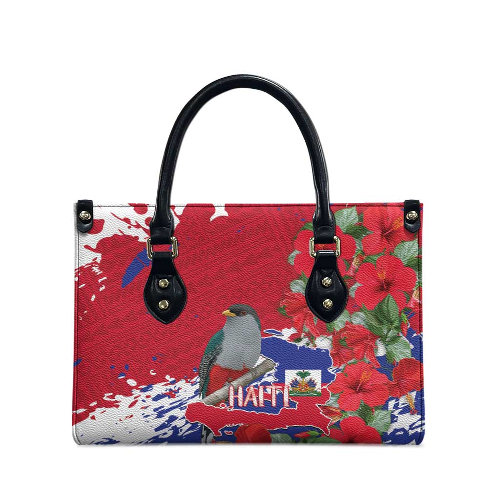 Haiti Independence Day Leather Bag 1804 Proud Ayiti Map Hispaniolan Trogon
