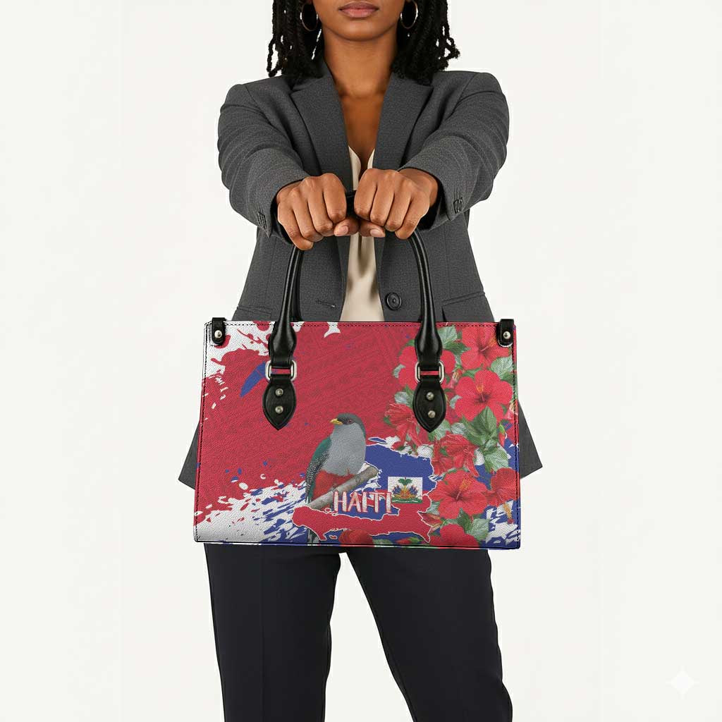 Haiti Independence Day Leather Bag 1804 Proud Ayiti Map Hispaniolan Trogon