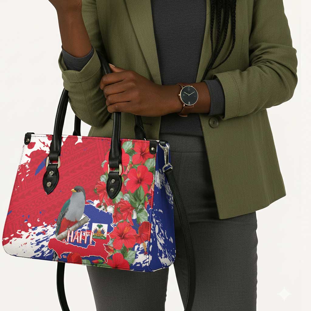 Haiti Independence Day Leather Bag 1804 Proud Ayiti Map Hispaniolan Trogon
