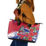 Afro Haiti Independence Day Leather Tote Bag 1804 Proud Ayiti Map Hispaniolan Trogon - African Pride