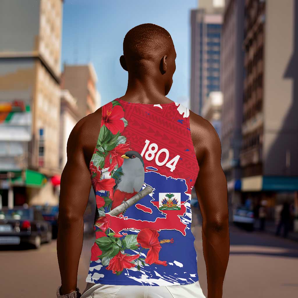 Afro Haiti Independence Day Men Tank Top 1804 Proud Ayiti Map Hispaniolan Trogon - African Pride