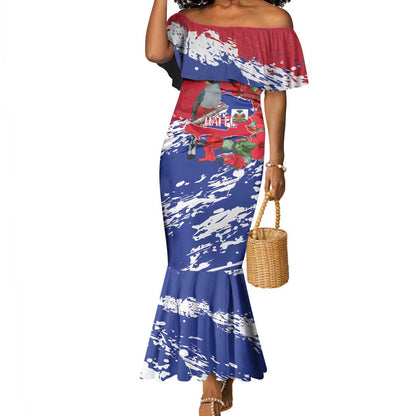 Afro Haiti Independence Day Mermaid Dress 1804 Proud Ayiti Map Hispaniolan Trogon - African Pride