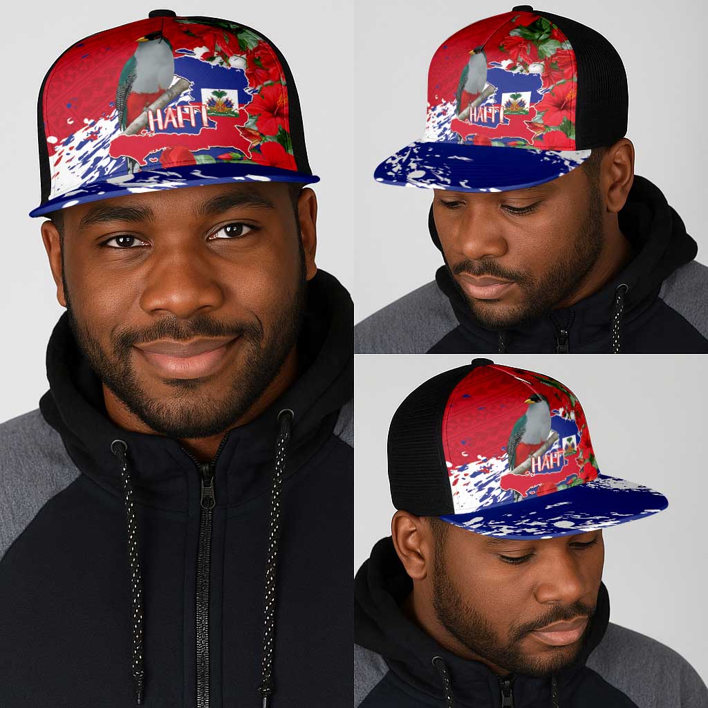 Afro Haiti Independence Day Mesh Trucker Cap 1804 Proud Ayiti Map Hispaniolan Trogon - African Pride