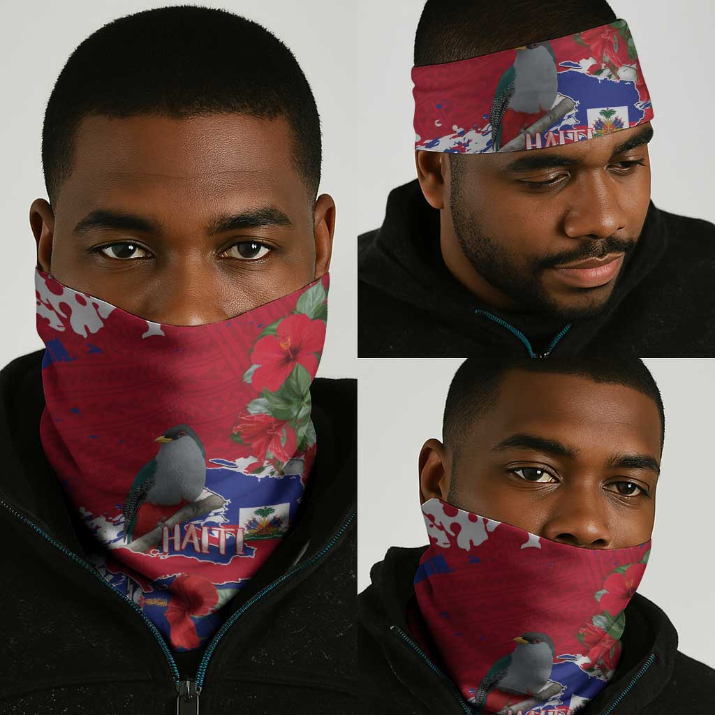 Afro Haiti Independence Day Neck Gaiter 1804 Proud Ayiti Map Hispaniolan Trogon - African Pride