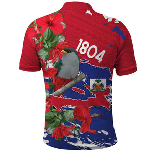 Afro Haiti Independence Day Polo Shirt 1804 Proud Ayiti Map Hispaniolan Trogon - African Pride