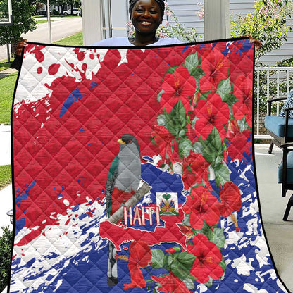 Afro Haiti Independence Day Quilt 1804 Proud Ayiti Map Hispaniolan Trogon - African Pride