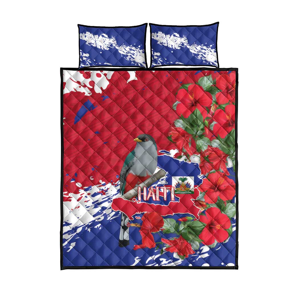 Afro Haiti Independence Day Quilt Bed Set 1804 Proud Ayiti Map Hispaniolan Trogon - African Pride
