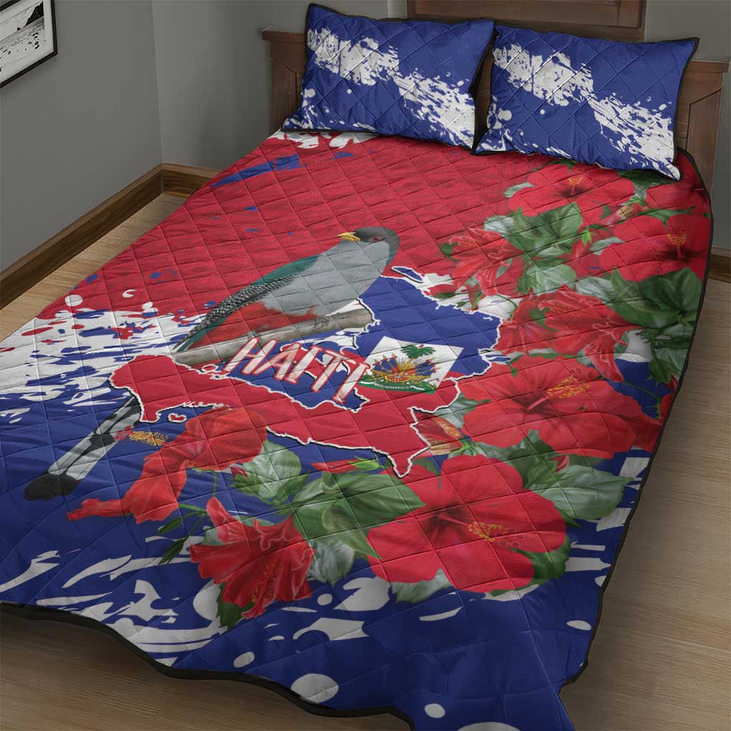 Afro Haiti Independence Day Quilt Bed Set 1804 Proud Ayiti Map Hispaniolan Trogon - African Pride