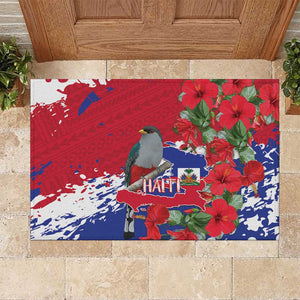Afro Haiti Independence Day Rubber Doormat 1804 Proud Ayiti Map Hispaniolan Trogon - African Pride