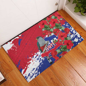 Afro Haiti Independence Day Rubber Doormat 1804 Proud Ayiti Map Hispaniolan Trogon - African Pride