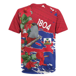 Afro Haiti Independence Day Rugby Jersey 1804 Proud Ayiti Map Hispaniolan Trogon LT14