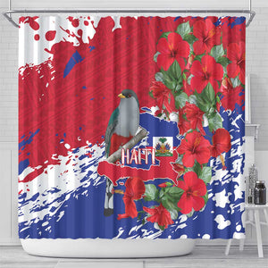 Afro Haiti Independence Day Shower Curtain 1804 Proud Ayiti Map Hispaniolan Trogon - African Pride
