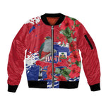 Afro Haiti Independence Day Sleeve Zip Bomber Jacket 1804 Proud Ayiti Map Hispaniolan Trogon - African Pride
