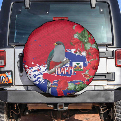Afro Haiti Independence Day Spare Tire Cover 1804 Proud Ayiti Map Hispaniolan Trogon - African Pride
