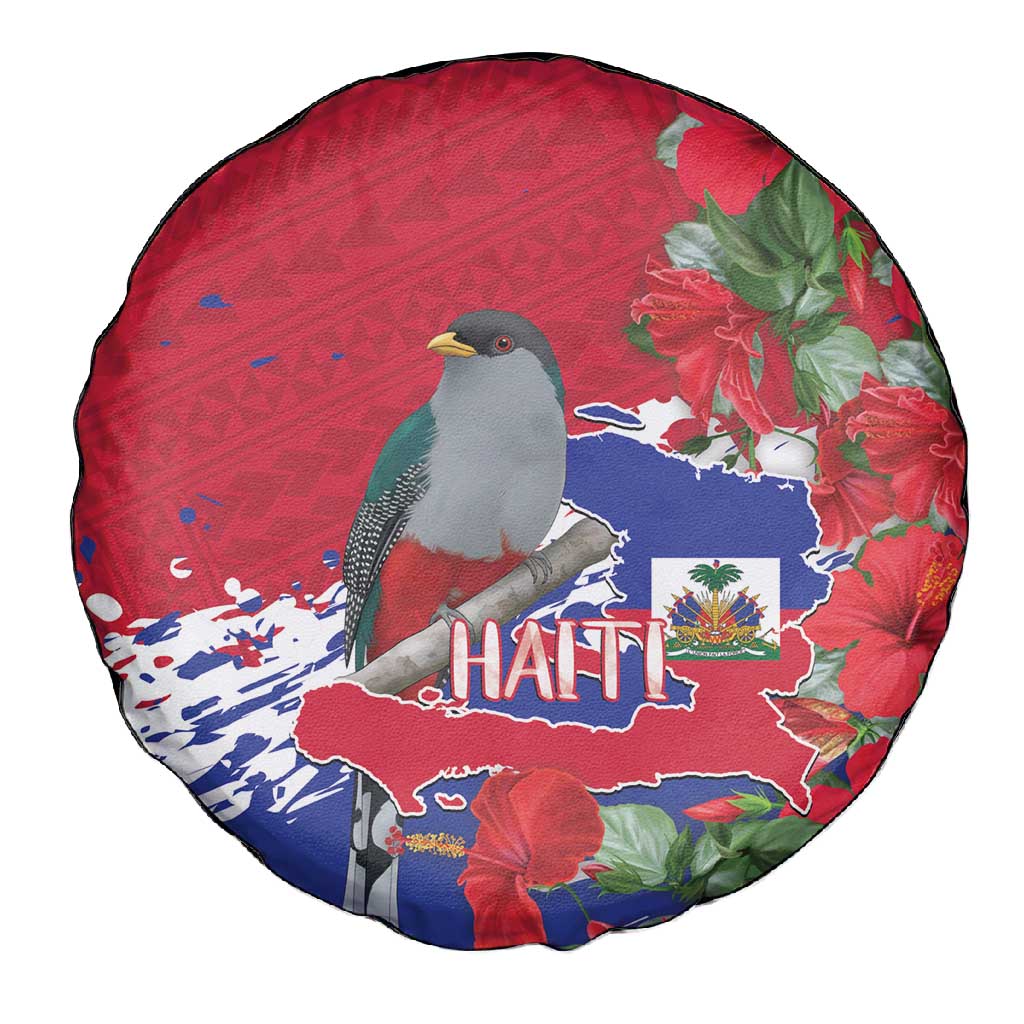 Afro Haiti Independence Day Spare Tire Cover 1804 Proud Ayiti Map Hispaniolan Trogon - African Pride
