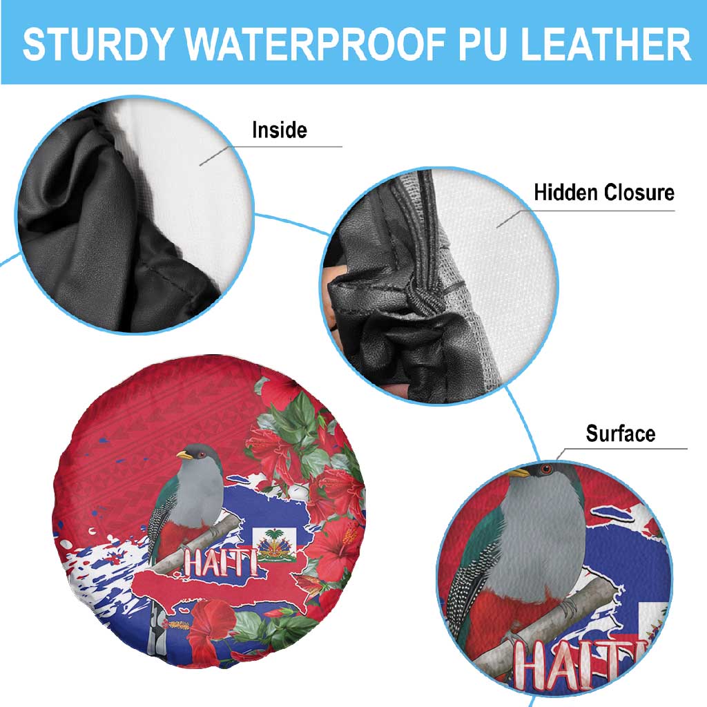 Afro Haiti Independence Day Spare Tire Cover 1804 Proud Ayiti Map Hispaniolan Trogon - African Pride