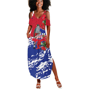 Afro Haiti Independence Day Summer Maxi Dress 1804 Proud Ayiti Map Hispaniolan Trogon - African Pride